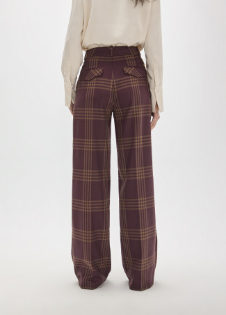 Pantalón largo recto de cuadros