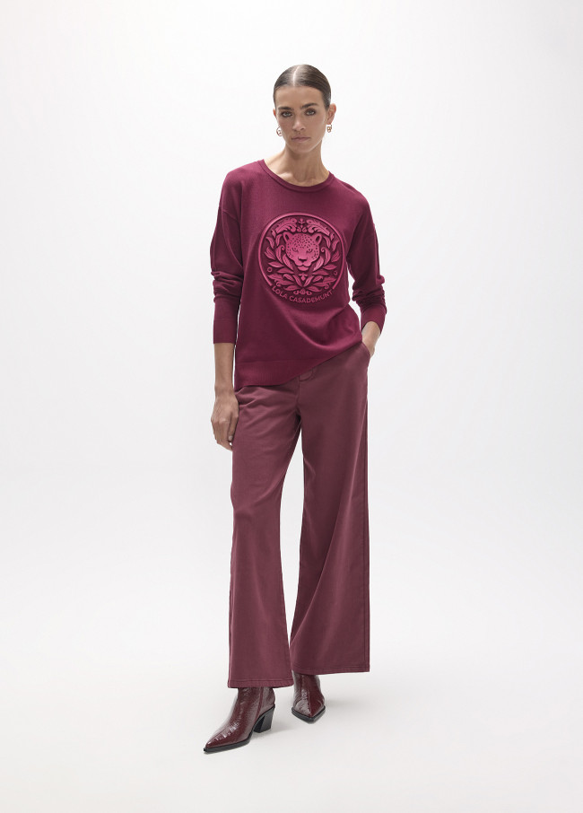 Pull Bordeaux en Relief