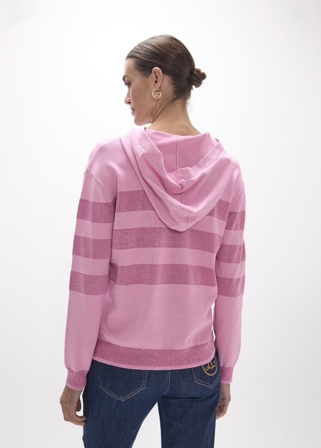 Pull à rayures avec capuche
