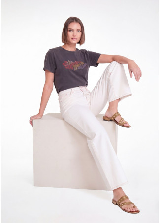 Culotte en sarga avec coutures contrastées