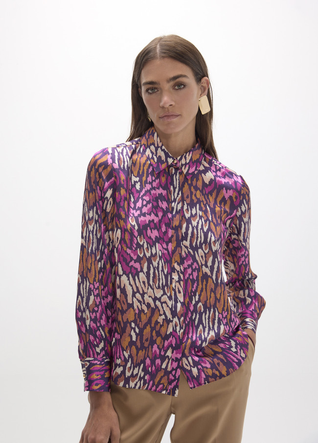 Chemise à imprimé animal violet