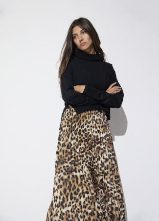 Abito Combo con Gonna Plissettata Stampa Animalier
