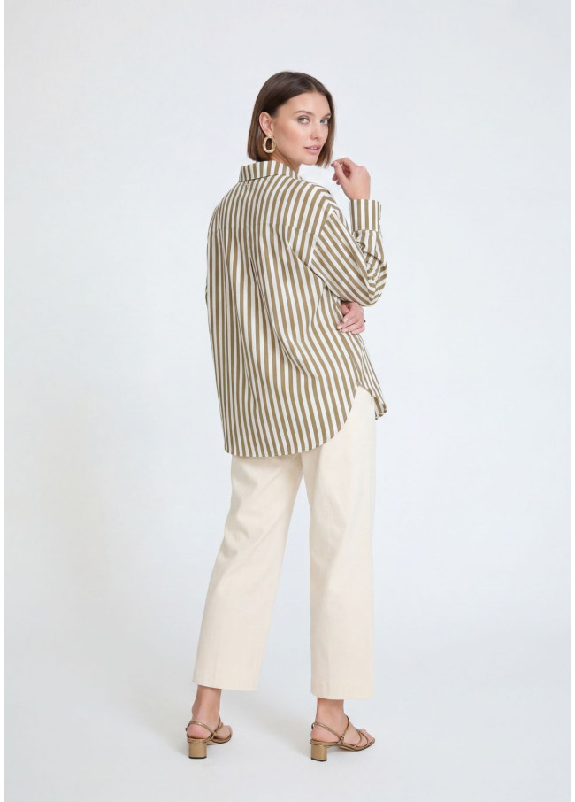 Chemise en Popeline Rayée avec Poche