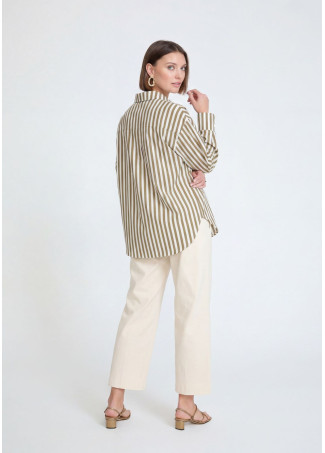 Chemise en Popeline Rayée avec Poche