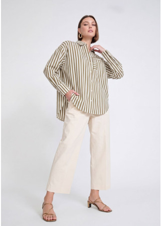 Chemise en Popeline Rayée avec Poche