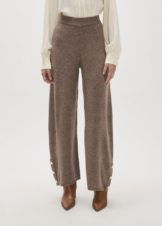Calça de Tricô com Botões Laterais