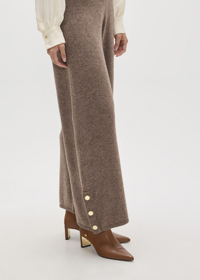Pantalon Tricot avec Boutons Latéraux