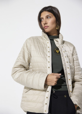 Anoraque curto de nylon com apliques