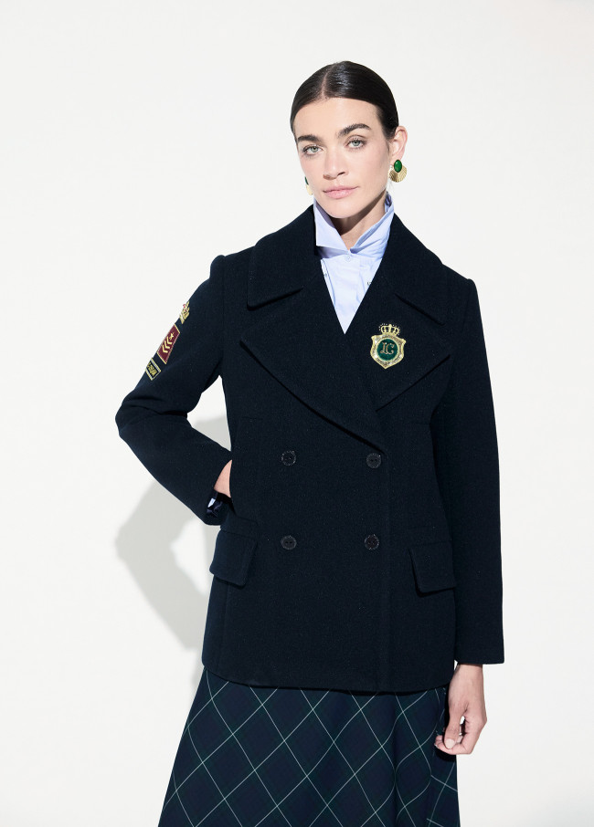 Navy Peacoat with Patches