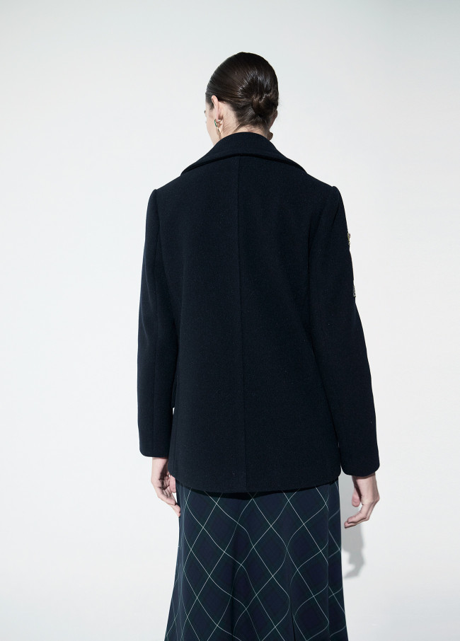Navy Peacoat with Patches