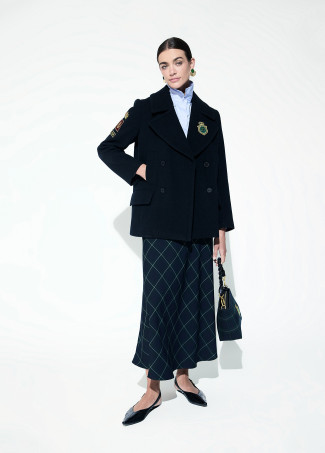 Navy Peacoat with Patches