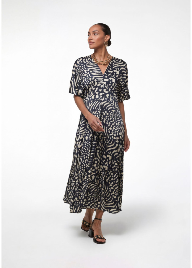 Robe à col en V imprimée