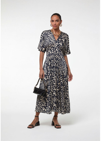 Robe à col en V imprimée