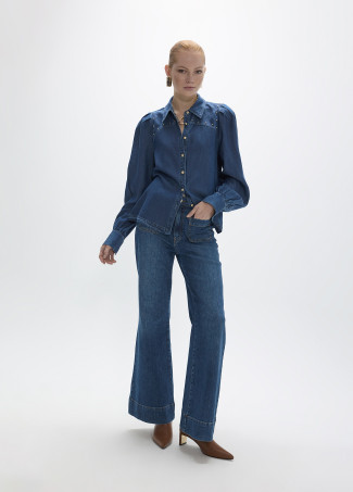 Camisa tejana con bolitas doradas