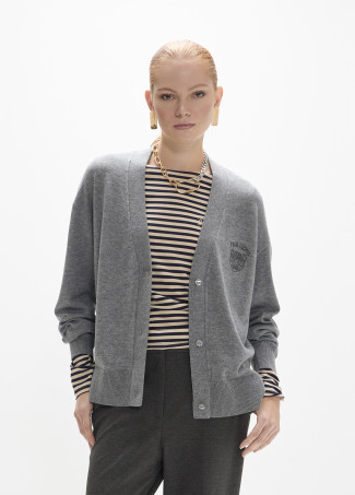 Cardigan schiena leopardo cristalli