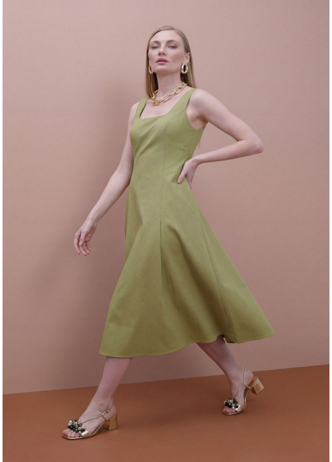 Popeline-Kleid mit Trägern