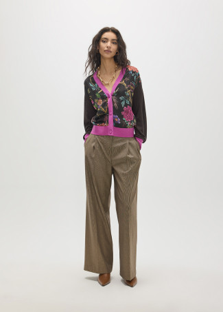 Cardigan bimatière imprimé