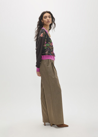 Cardigan bimateriale stampato