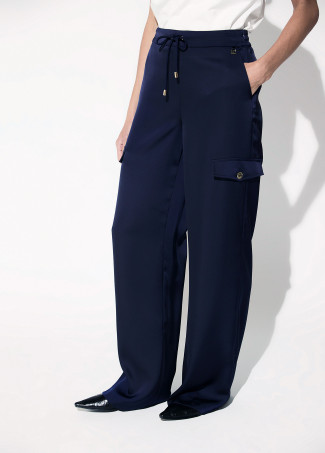 Pantalon cargo en satin