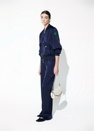 Pantalon cargo en satin