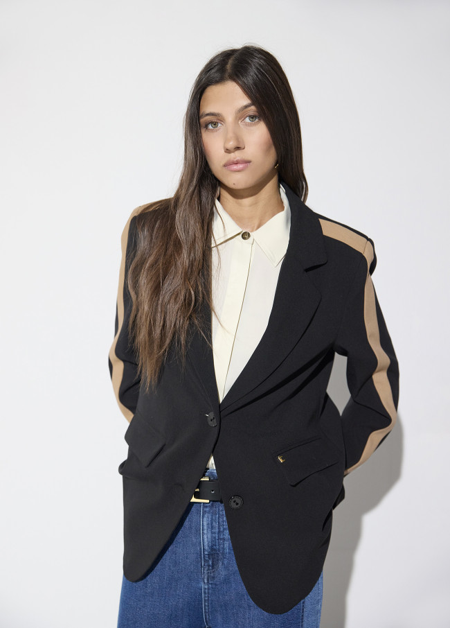 Blazer Dritto in Grosgrain con Animale sul Retro