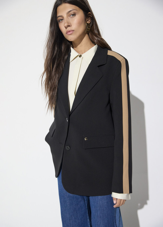 Gerader Grosgrain-Blazer mit Tier-Rückseite