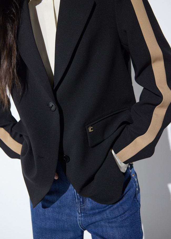 Blazer Dritto in Grosgrain con Animale sul Retro