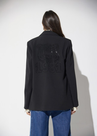 Blazer Dritto in Grosgrain con Animale sul Retro