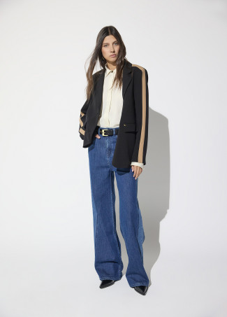 Blazer Dritto in Grosgrain con Animale sul Retro