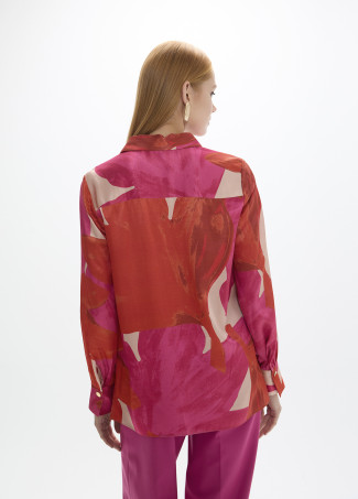 Chemise collières rouges à grande fleur