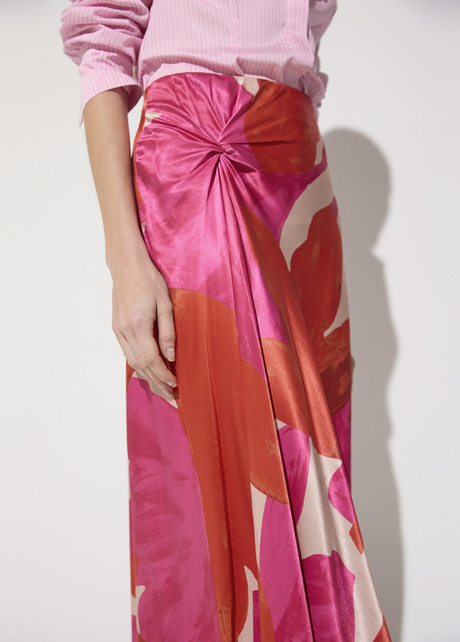 Satin-A-Linie-Rock mit Blumenmuster und...