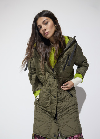 Light Quilted Anorak with Leather Effect