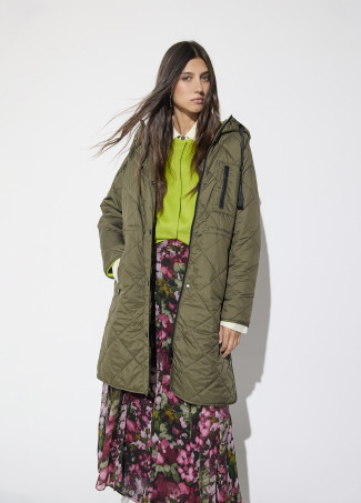 Light Quilted Anorak with Leather Effect