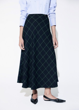 Bias Cut Tartan Midi Skirt