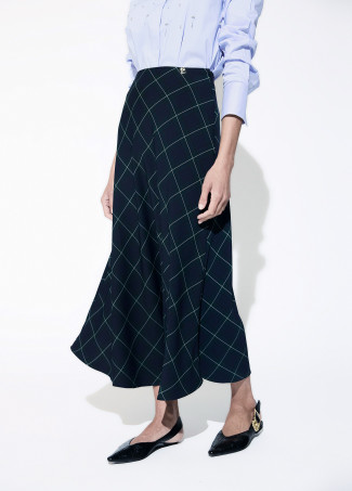 Bias Cut Tartan Midi Skirt