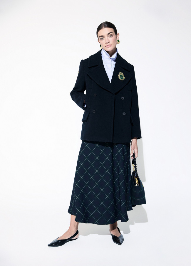 Bias Cut Tartan Midi Skirt