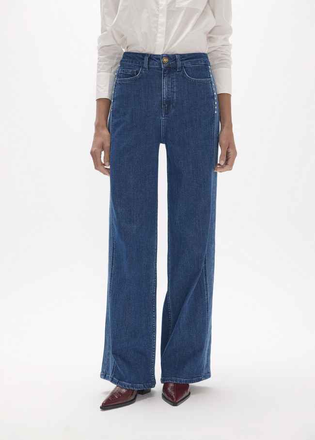 Denim Lungo Dritto con Inserto Laterale...
