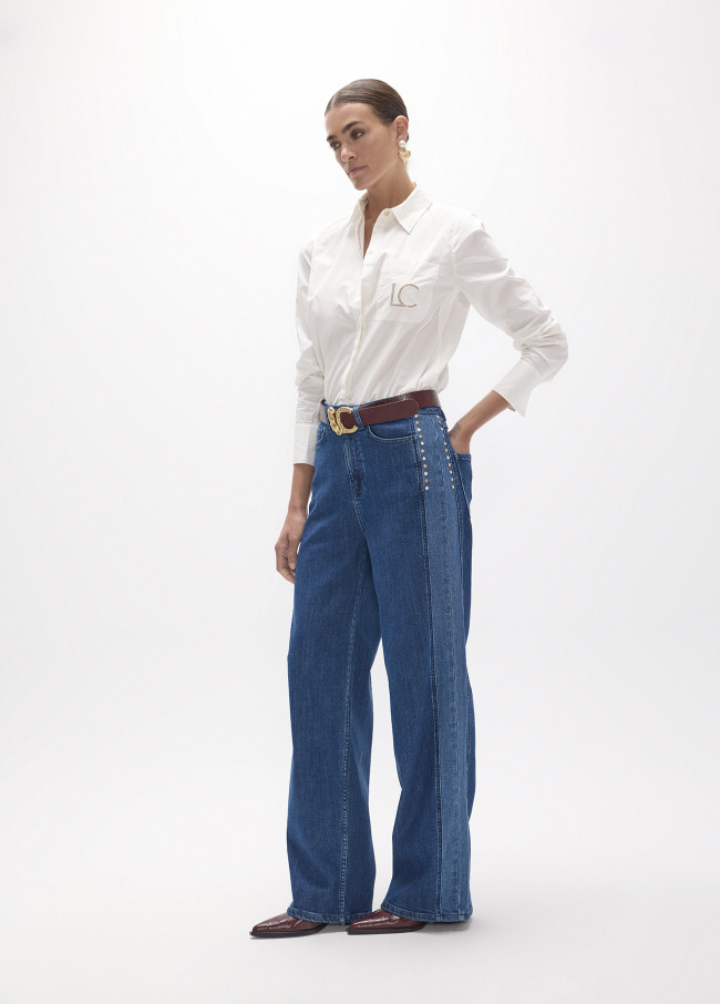 Denim Lungo Dritto con Inserto Laterale...