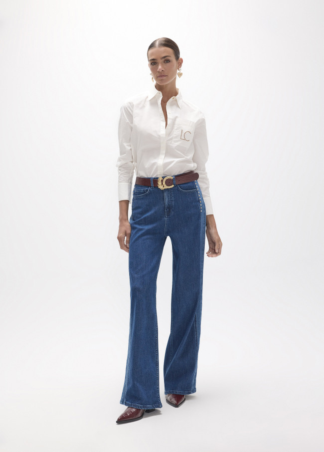 Denim Lungo Dritto con Inserto Laterale...