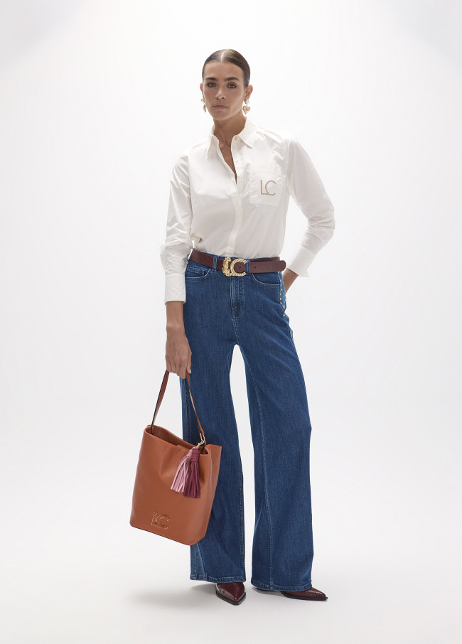 Denim Lungo Dritto con Inserto Laterale...