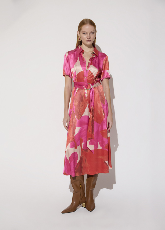 Vestido camisero estampado flores