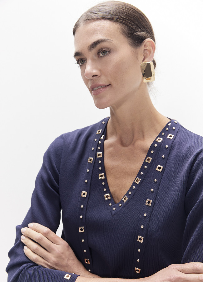 Cardigan lungo con borchie