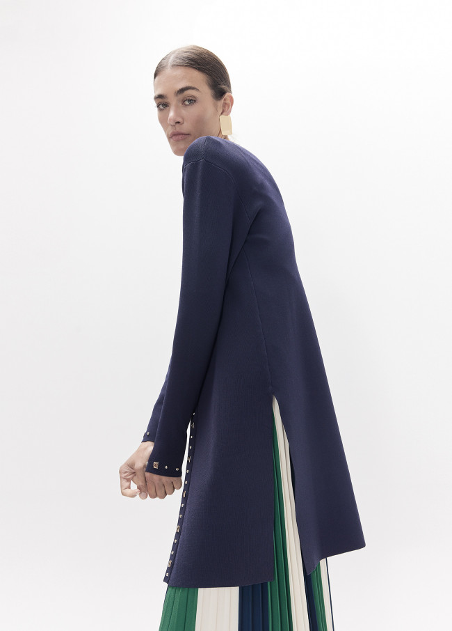 Cardigan lungo con borchie