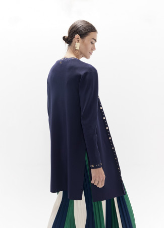 Cardigan longo com tachas