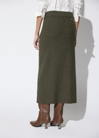 Falda kaki jacquard leopardo