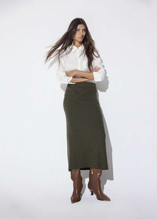 Jupe Khaki Jacquard Léo