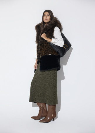 Khaki Leoparden Jacquard Rock