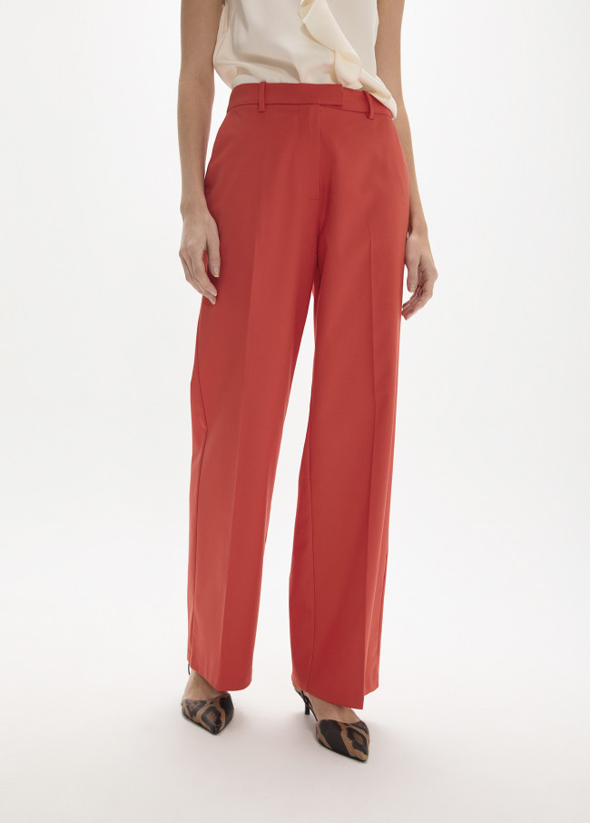 Straight Fit Solid Color Long Pants