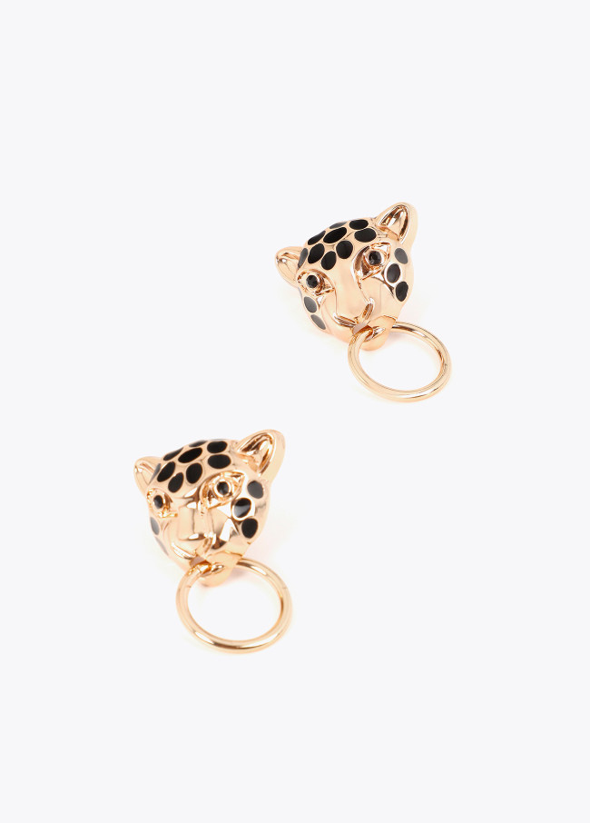 Boucles d'oreilles combinées léopard chaîne et...