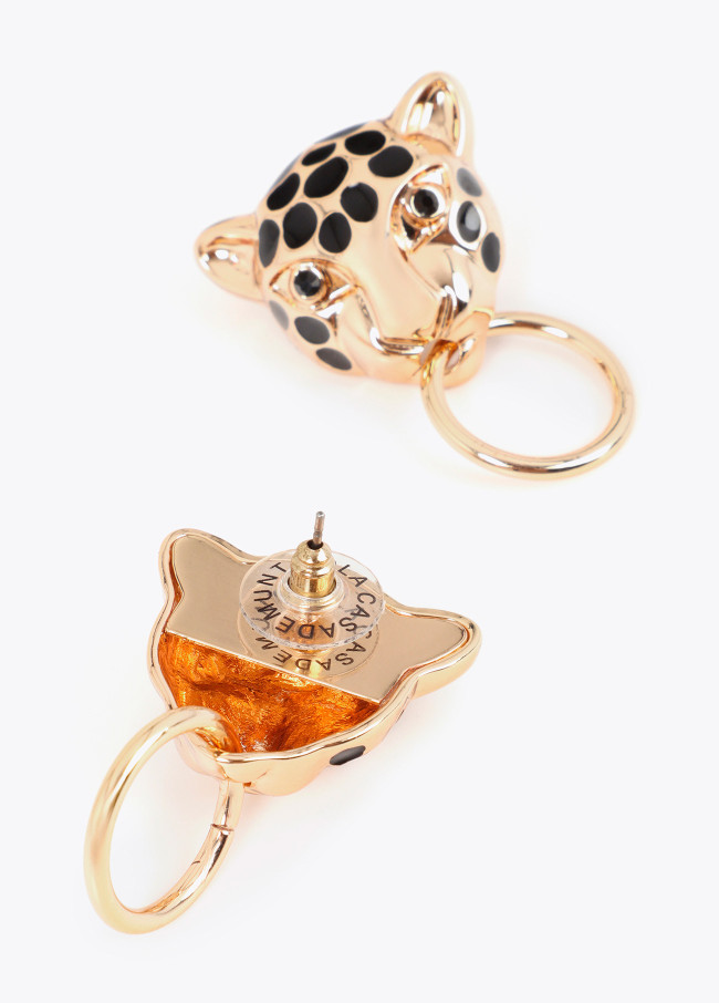 Boucles d'oreilles combinées léopard chaîne et...